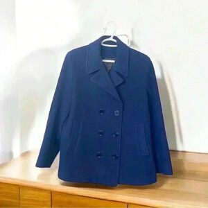 Mallia 90% wool 10% cashmere double breasted pea coat, cobalt  blue, size 14